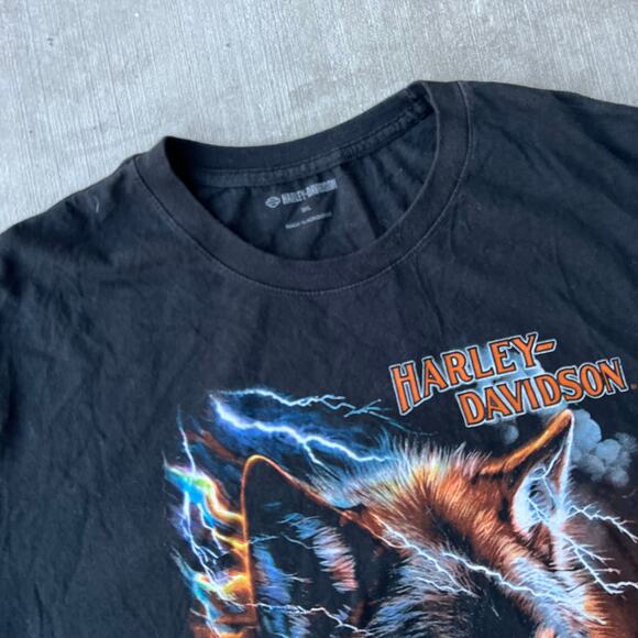 Vintage wolf Harley Davidson black graphic t shirt - Picture 3 of 4